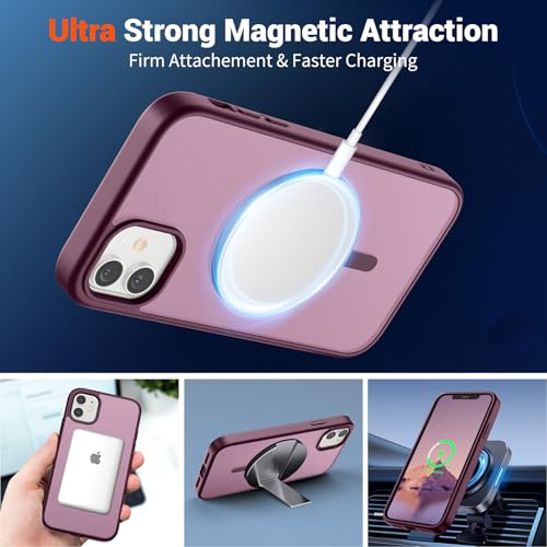 Image of SUPFINE Magnetic for iPhone 12 Case /iPhone 12 Pro Case (Compatible with MagSafe)(Military Grade Drop Protection) Slim Translucent Matte Shockproof with Anti-Fingerprint Phone Case,Wine Red