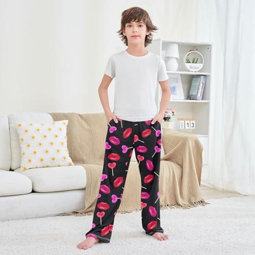 Boys' Pants Lips Heart Lollypop Candy Long Bottoms Jogger Pants Elastic Waist Trousers with Pockets S-XL3