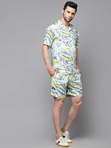 Image of Rigo Printed Co-Ord Set for Men's | Casual Shirt & Shorts Night Suit Set | Lounge-wear Nightdress Pajama Set for Men's | Night Wear, Beach Wear, Vacation Wear Outfit