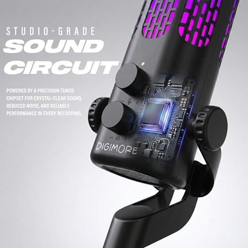 Image of DIGIMORE USB Microphone System | Boom Arm Mic | 192kHz Sampling | Unidirectional | for Streaming, Podcast, Gaming & Recording | PC Compatible (D-530)