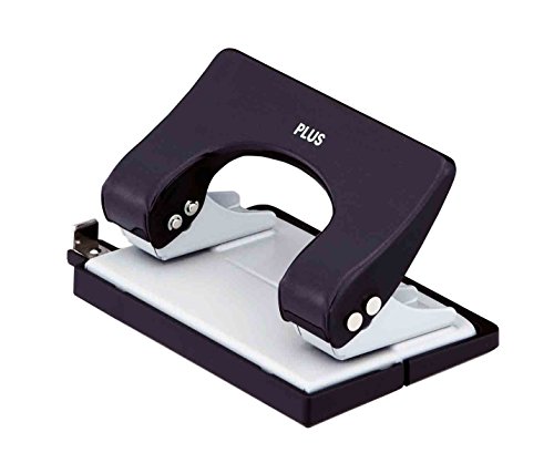 PLUS Japan, Locher mit Kraftunterstützung, Lochvolumen 12 Blatt, aus Metall, schwarz, 1er Pack (1x 1 Locher)