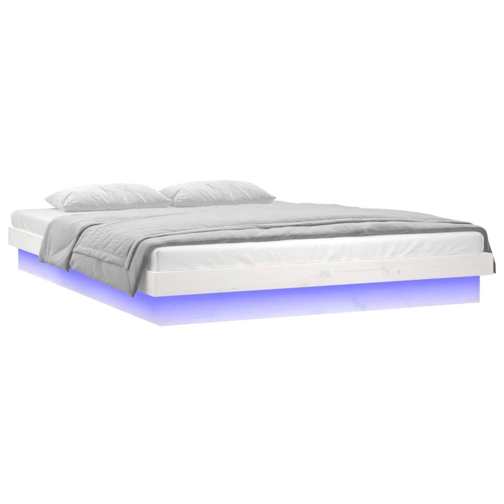 vidaXL Struttura letto in legno massello di pino bianco LED con telecomando per colori chiari regolabili – Dimensioni 120 x 200 cm arredamento moderno camera da letto