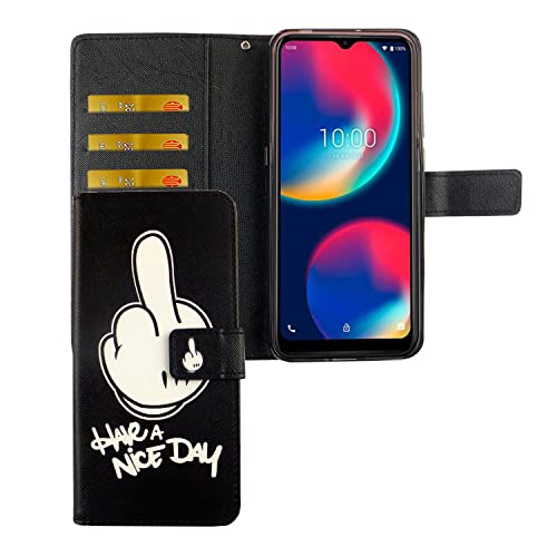 Étui Wiko View 4 à rabat noir avec fentes de rangement pour cartes bancaires
