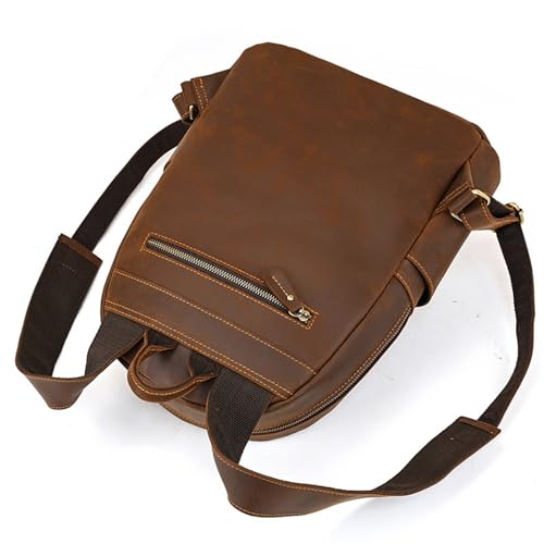 Mens Backpack Vintage Shoulder Bag Leather Backpack Men's Shoulder Bag Travel Bag for Camping Outdoor Sport,Red Brown-38x29x12cm2
