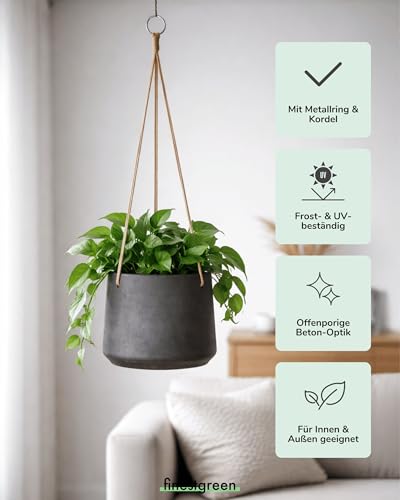 Finestgreen Hängendes Pflanzgefäß Patt Schwarz S | Hängender Blumentopf zum bepflanzen | Urban Gardening Pflanzenampel – Ansicht 2