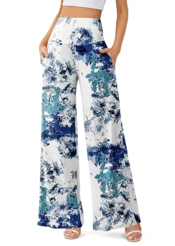 JZC Women's Palazzo Lounge Pants Casual Wide Leg Pants High Waist Flowy Toursers with Pockets