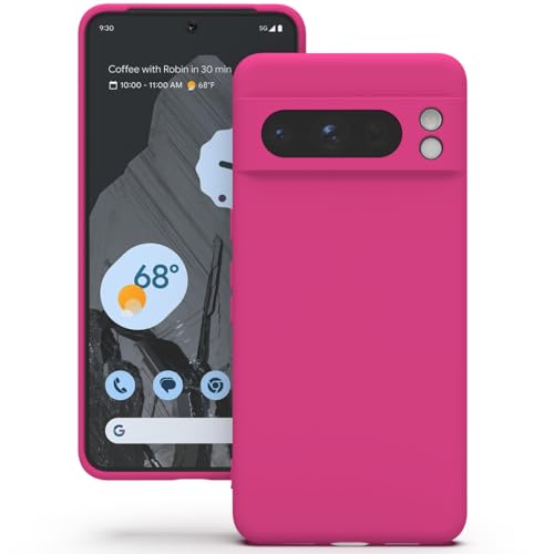 Coque silicone Google Pixel 8 Pro 5G YATWIN antichoc et antipoussière magenta
