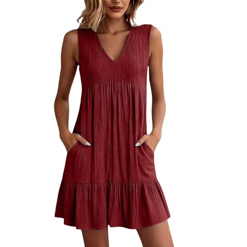 Robe d'été femme texture plissée anti-froissement avec poches pour voyage facile