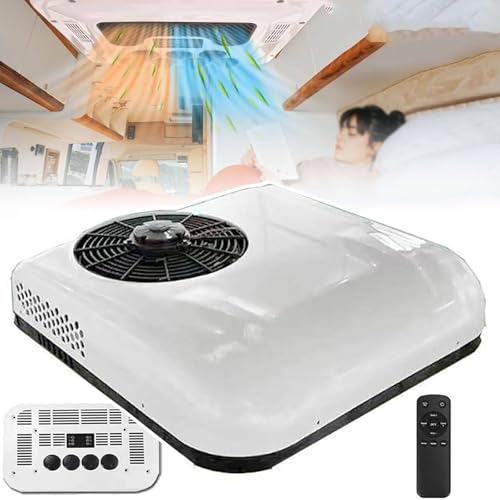 Aire acondicionado de techo para caravana de 12 V/24 V (volumen de aire de 430 m³/H), aire acondicionado de 850 W, capacidad de refrigeración de 2200 W, para camiones, caravanas, barcos, coches