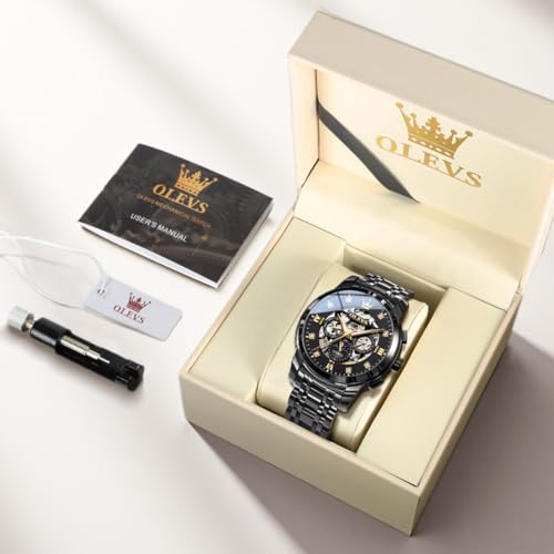 Image of OLEVS Mens Automatic Watches Skeleton Mechanical Self Winding Luxury Fashion Dress Wrist Watch Luminous Waterproof