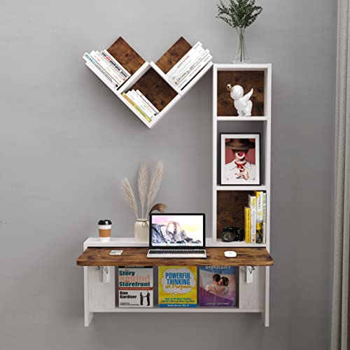 Bixiaomei Folding Wall Mounted Drop Leaf Table, Foldable Desk with Moveable Cabinets, Floating Laptop with Convertible Storage Shelves, Multifunctional Computer Workstation in Home for Space Saving Bixiaomei Folding Wall Mounted Drop Leaf Table, Foldable Desk with Moveable Cabinets, Floating Laptop with Convertible Storage Shelves, Multifunctional Computer Workstation in Home for Space Saving