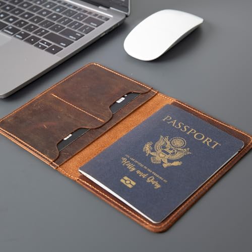 Charleston Leather Passport Holder – Travel Wallet for Men & Women – RFID Blocking Passport Cover with Card Slots – Slim Genuine Leather Passport Case (Antic Brown)2