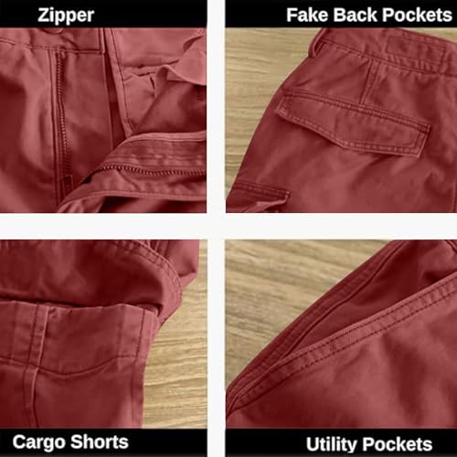 Image of Mens Hiking Cargo Shorts Baggy Lightweight Casual Twill Shorts Summer Outdoor Work Breathable Short Multi Pockets
