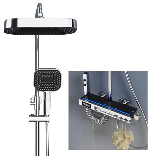 Système de douche thermostatique colonne de douche pluie carrée 325x200 mm