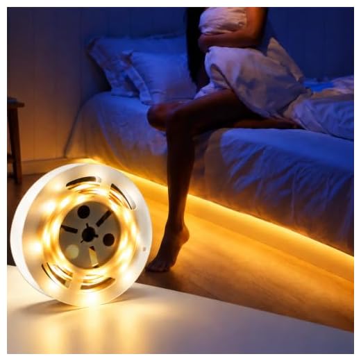 Vansky Motion Activated Bed Light, Flexible LED Strip Motion Sensor Night Light Bedside Lamp Illumination with Automatic Shut Off Timer (Warm Soft Glow)