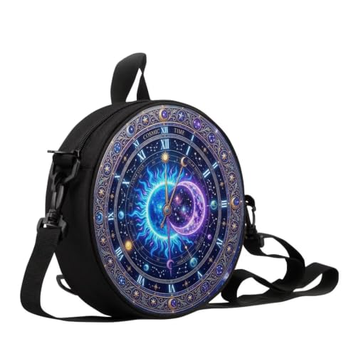 Image of Women Novelty Round Clock Shape Zippered Clock Purses for Women Tote Handbag Shoulder Bag, Gift for Mom Girlfriend