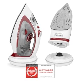 TZS First Austria - Ferro da stiro a vapore senza fili con stazione 2400W - Con serbatoio da 450 ml, sistema antigoccia, temperatura & intensità regolabile e piastra in ceramica - Con vapore verticale