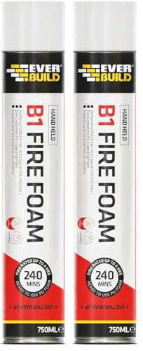 Image of Everbuild B1 Handheld Expanding Fire Foam – Fire Resistant Properties – Polyurethane Formula – Quick Setting – Aerosol – Pink – 750ml (Pack of 2)
