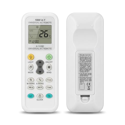Télécommande Universelle Climatiseur K-1028E 1000 en 1 pour LG, Samsung, Daikin, Midea, Toshiba, Haier, Hitachi, Sharp, Sanyo, Hisense, Remplacement pour...