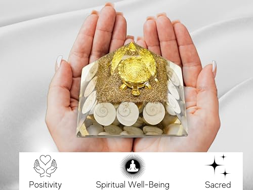 Image of Crystal Heaven Gomti Chakra Pyramid With Turtle-Orgone Pyramid For Positive Energy,Vastu,Reiki And Chakra Healing