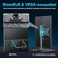 cocopar Portable Monitor 16 Zoll 2.5K QHD 110% sRGB Mobiler Bildschirm Lautsprecher HDMI USB-C Tragbarer Monitor für Laptop MacBoo Surface PC Xbox PS4/5, VESA montierbar mit Integrierter Ständer – Ansicht 5