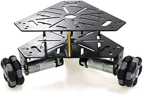 SZDoit 2023 Premium Omni Wheel Metal Robot Car Chassis for Arduino/Raspberry pi, ROS Robot Platform with 3 DC High Torque Encoder Motor and 58mm Omnidirectional Wheel, DIY RC Toy Kit