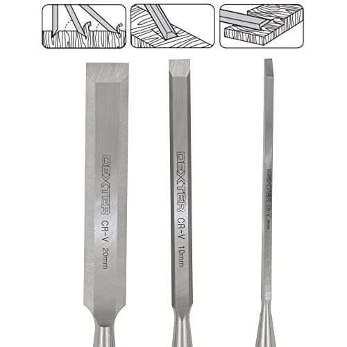 Stechbeitel Set Dexter mit 3 Holzmeisseln in 4, 10 und 20 mm