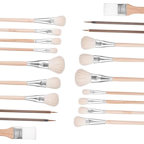 10 Pcs Pottery Glaze Brushes Mop Brush for Acrylic Ceramic Brushes Set Watercolor Paintbrush Painting Goat Hair Blending Brush Underglaze Paintbrush for Pottery Wool Art Tool for Oil Acrylic