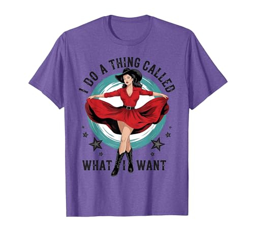 I do a Thing Called What I Want Retro Cowboy Western Girls T-Shirt, Men, Purple Heather, 3X-Large