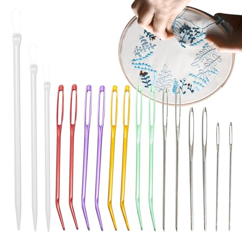 Aguja Tapiz Para Gancho - Diseño De Punta Curva, Colección De Suministros De Kit De Herramientas De Recogimiento, Equipo De Medidor De Rosca Con Amplia Apertura Para Tareas