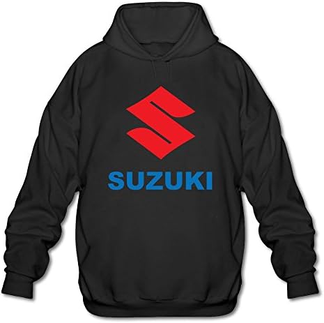 FZLB Men's Suzuki Motor Logo Long Sleeve Hooded Sweatshirt Small Black Apparel
