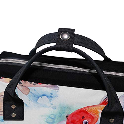 Koi Fish Mochila de viagem aquarela mochila de fraldas escolar casual mochila para mulheres adolesce