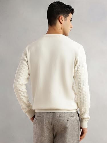 Image of Thomas Scott Men's | Regular Fit | Long Sleeves | Round Neck | Self Design | 100% Cotton | Knitted | Pullover | Sweater