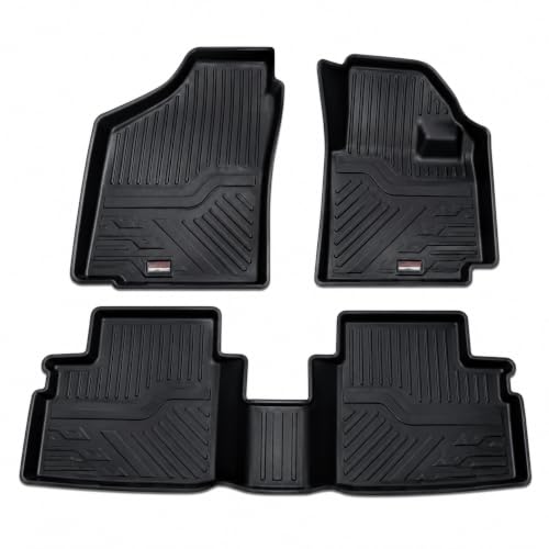 Image of Custom Fit TPE Car Floor Mats Compatible with Tata Tiago 2017 Onwards | Heavy Duty Floor Liners | Waterproof Anti-Slip All Weather Car Foot Mats | TPE Material | Full Set Front & Rear | Black