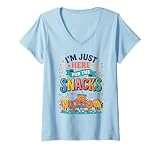 Women's I’m Just Here for The Snacks Funny Snack Lover V-Neck T-Shirt