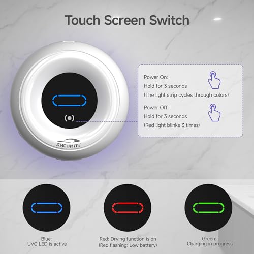 SHGUMITE Toothbrush Holder Sanitizer - Cleaning & Drying, Rechargeable Wall-Mounted Toothbrush Organizer with Touch Control, Two-Slot Design for Bathroom (White) — view 5