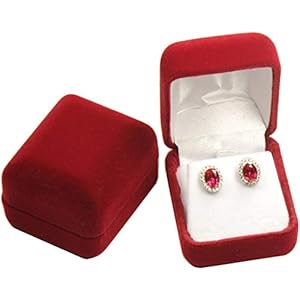 6 Piece Wholesale Bulk Pack Luxury Velvet Multiple Use Earring Necklace Pendant Jewelry Gift Box Burgundy Red Color Soft Touch Premium Velvet Material Size 1.85〞(W)*2.16〞(D)*1.5〞(H) ( Not a Bigger Earring Necklace Box, Suggested for Small Earring Necklace Sets) with an Individual White Packer Box