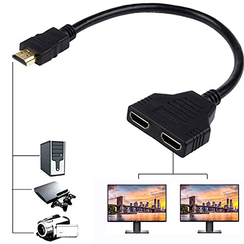HDMI Cable Splitter 1 in 2 Out HDMI Adapter Cable HDMI Male to Dual HDMI Female 1 to 2 Way for HDMI HD LED TV ps3, Support Two TVs at The Same Time, Signal One in, Two Out
