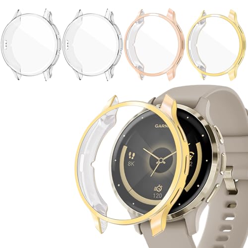 Kimiyaki 4 Pack for Garmin Venu 3s 41mm Screen Protector Case Soft TPU Bumper Full Coverage Protective Accessories