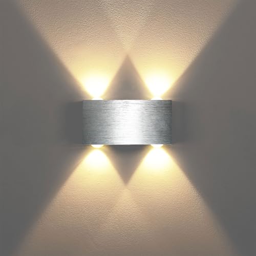 Lightess LED Wandlampe Innen Wandleuchte Flur Modern Wandbeleuchtung Lampe Wand Up Down Leuchte aus Aluminium für Wohnzimmer Schlafzimmer Treppenhaus Flur Warmweiß