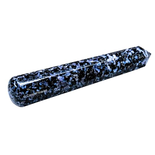 Image of Certified Indigo Gabbro Crystal Wand - Pointed Crystal Wand for Energy Healing, Chakra Balancing, Meditation and Home Decor - Crystals and Healing Stones for Gift