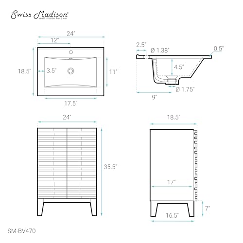 Image of Swiss Madison Cascade 24 inch Bathroom Vanity in Natural Oak
