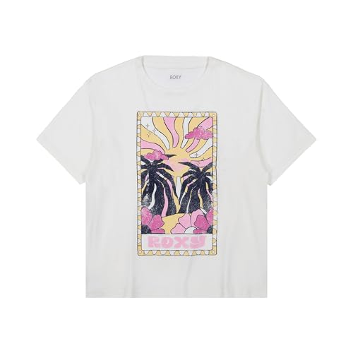 Roxy Girls' Short Sleeve Boyfriend Fit Logo Tee, Egret Oversized, S7