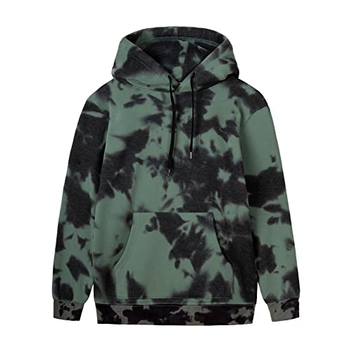 Men's Tie-Dye/Gradient Hoodie Fleece Lined/Terry Pullover Hooded Sweatshirts