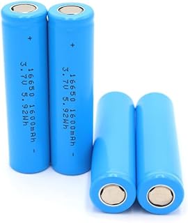 3.7V 1600mAh 16650 Rechargeable Battery 4Pcs Flat Top Battery Large Capacity Battery for Headlamp,LED Flashlight,Mini Fans etc.