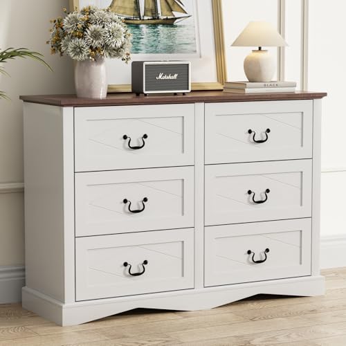 Vabches-Dresser-for-Bedroom-with-6-Drawers-Farmhouse-White-Dresser-for-Closet-33-Inch-Tall-Dresser-Chest-of-Drawers-with-Deep-Drawers-for-Living-Room-Entryway Vabches Dresser for Bedroom with 6 Drawers Farmhouse White Dresser for Closet 33 Inch Tall Dresser Chest of Drawers with Deep Drawers for Living Room Entryway