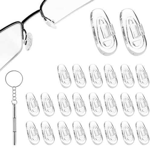 24 Pcs Silicone Nose Pads for Glasses Push-in Glasses Nose Pads Silicone Glasses Nose Pads Fits Regular Sunglasses and Reading Glasses Includes ScrewdriveOnly Applicable to snap on Glasses