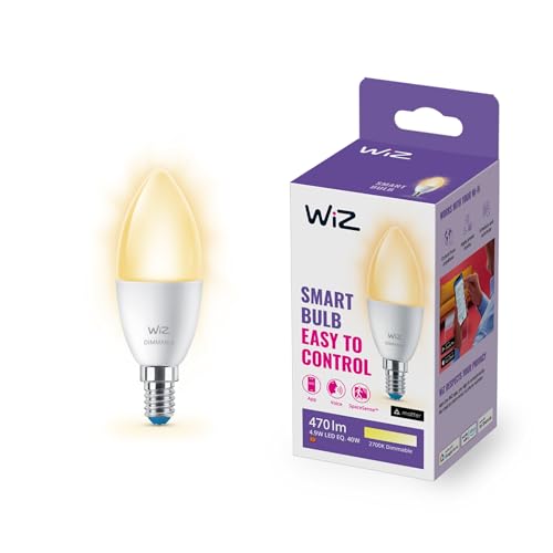WiZ Smart Candle LED Bulb, E14, Smart Dimming LED, Connected WiFi Works with Alexa, Google Assistant & HomeKit