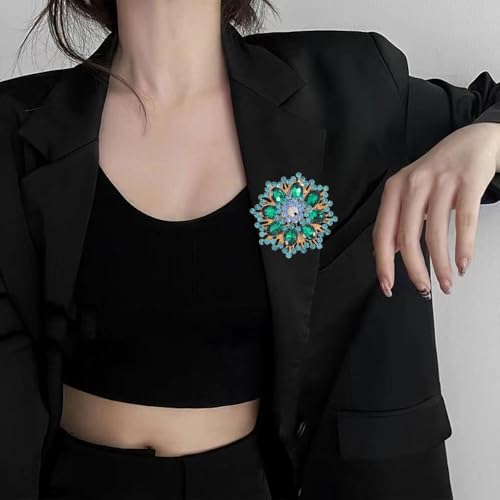 Image of Rhinestone Flower Brooch Pin for Women Red Black Purple Flower Broochs Pin Hat Christmas Brooch Jewelry