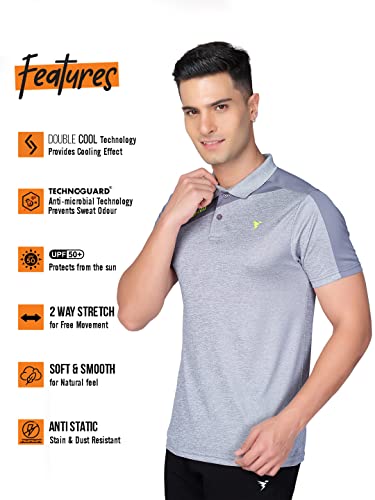Image of TECHNOSPORT Men's Polyester Slim Fit T-Shirt